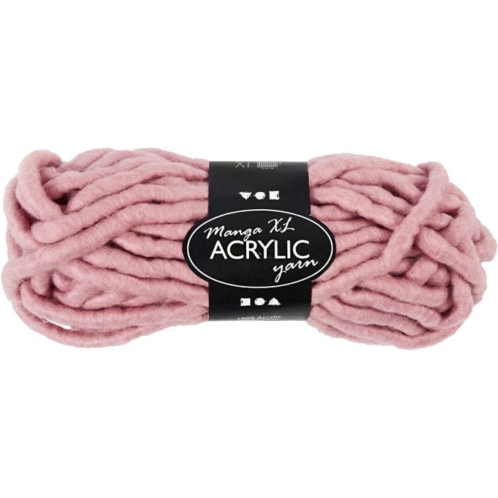 XL Akrylgarn, L: 17 M, stl. manga, rosa, 200 g/ 1 nystan