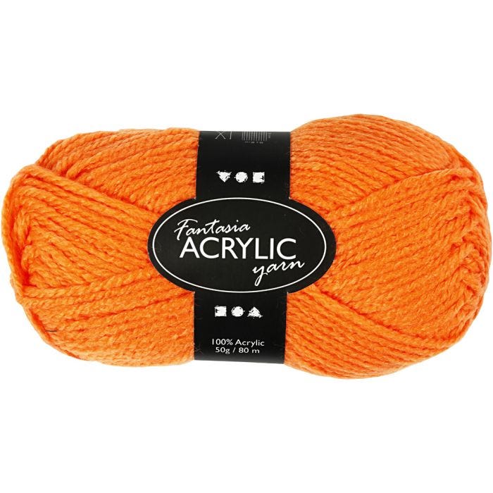 Fantasia Akrylgarn, L: 80 M, neonorange, 50 g/ 1 nystan