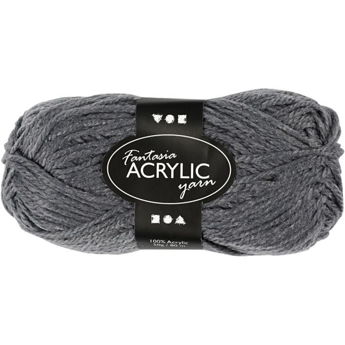 Fantasia Akrylgarn, L: 80 M, grå, 50 g/ 1 nystan