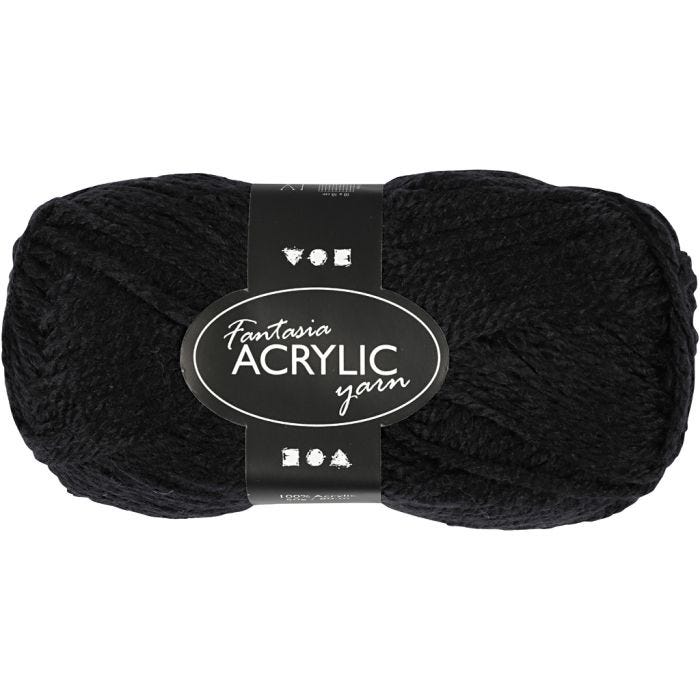 Fantasia Akrylgarn, L: 80 M, svart, 50 g/ 1 nystan