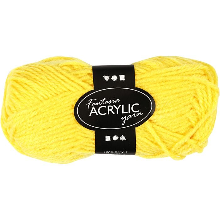 Fantasia Akrylgarn, L: 80 M, gul, 50 g/ 1 nystan
