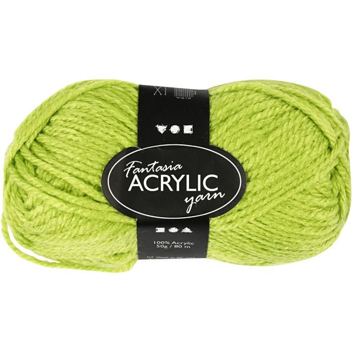 Fantasia Akrylgarn, L: 80 M, ljusgrön, 50 g/ 1 nystan
