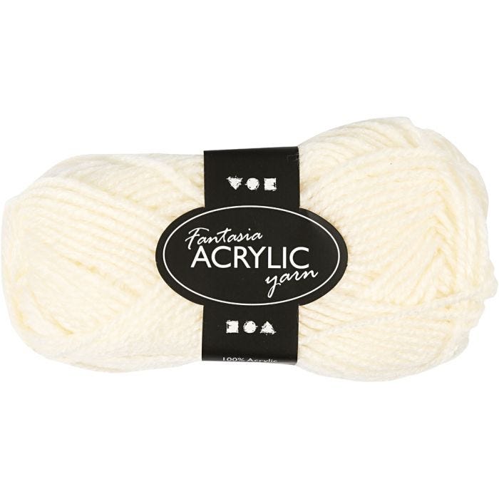 Fantasia Akrylgarn, L: 80 M, råvit, 50 g/ 1 nystan
