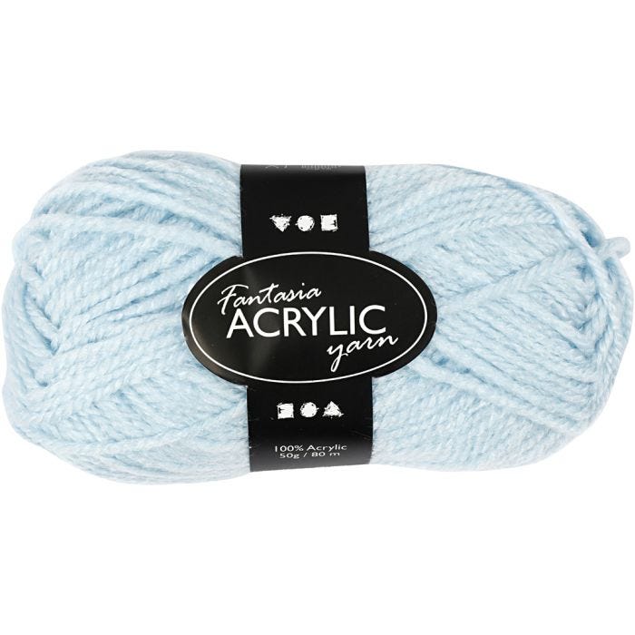 Fantasia Akrylgarn, L: 80 M, ljusblå, 50 g/ 1 nystan