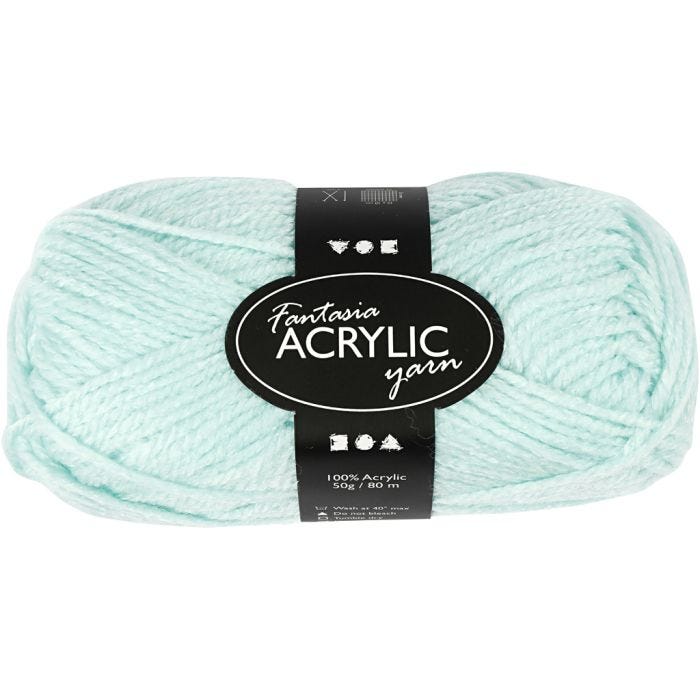 Fantasia Akrylgarn, L: 80 M, mintgrön, 50 g/ 1 nystan
