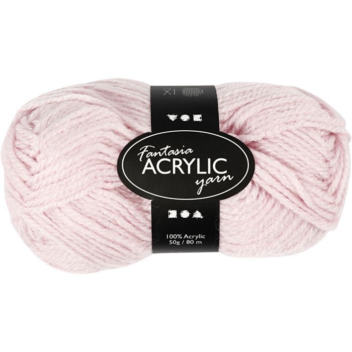 Fantasia Akrylgarn, L: 80 M, ljusröd, 50 g/ 1 nystan