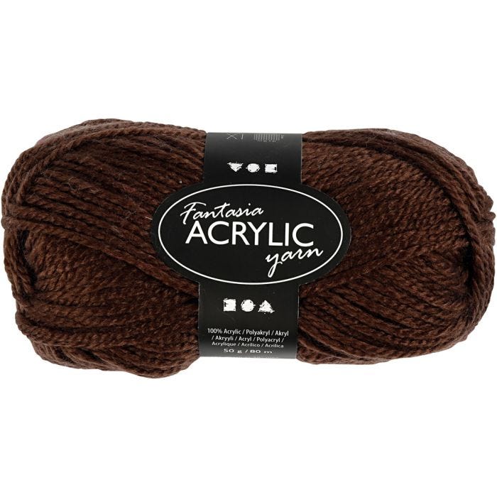 Fantasia Akrylgarn, L: 80 M, brun, 50 g/ 1 nystan