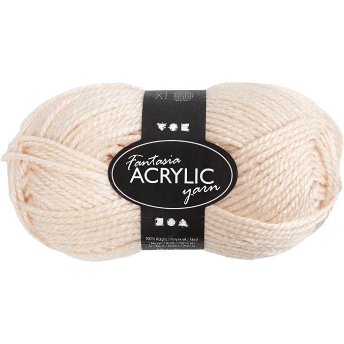 Fantasia Akrylgarn, L: 80 M, ivory, 50 g/ 1 nystan