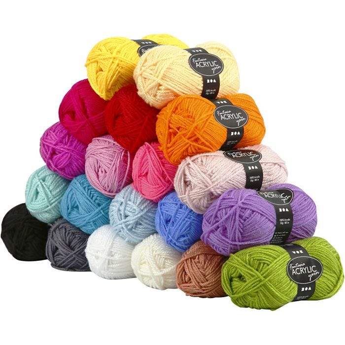Fantasia Akrylgarn, L: 80 M, mixade färger, 20x50 g/ 1 förp.