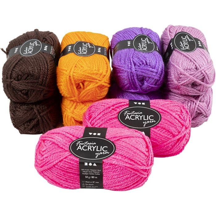Fantasia Akrylgarn, L: 80 M, mixade färger, 10x50 g/ 1 förp.
