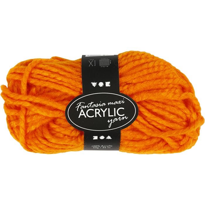 Fantasia Akrylgarn, L: 35 M, Maxi, neonorange, 50 g/ 1 nystan