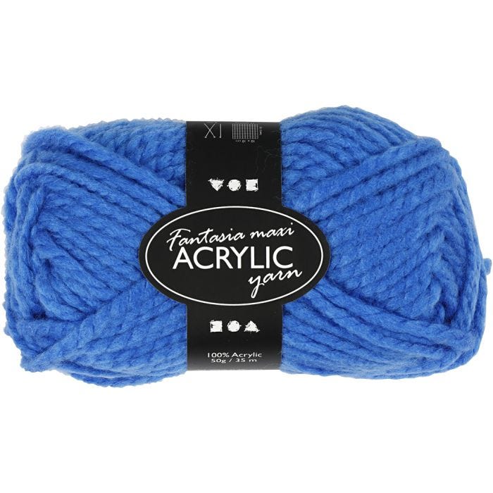 Fantasia Akrylgarn, L: 35 M, Maxi, blå, 50 g/ 1 nystan
