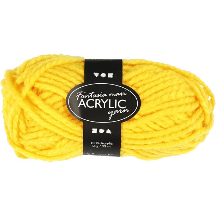 Fantasia Akrylgarn, L: 35 M, Maxi, gul, 50 g/ 1 nystan