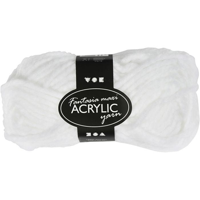 Fantasia Akrylgarn, L: 35 M, Maxi, vit, 50 g/ 1 nystan