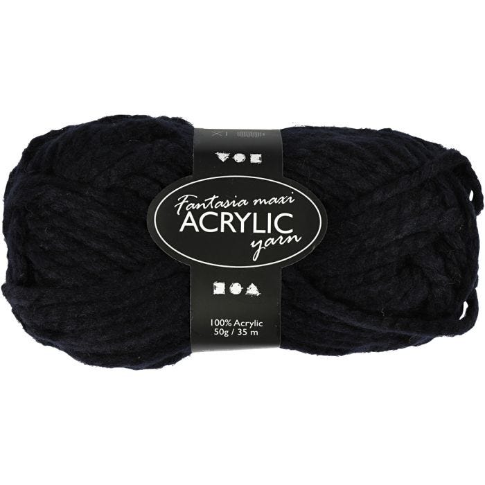 Fantasia Akrylgarn, L: 35 M, Maxi, svart, 50 g/ 1 nystan