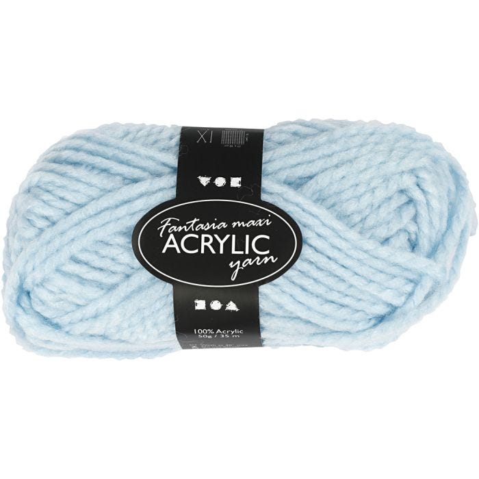 Fantasia Akrylgarn, L: 35 M, Maxi, ljusblå, 50 g/ 1 nystan