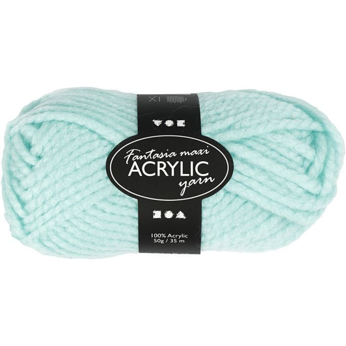 Fantasia Akrylgarn, L: 35 M, Maxi, mintgrön, 50 g/ 1 nystan