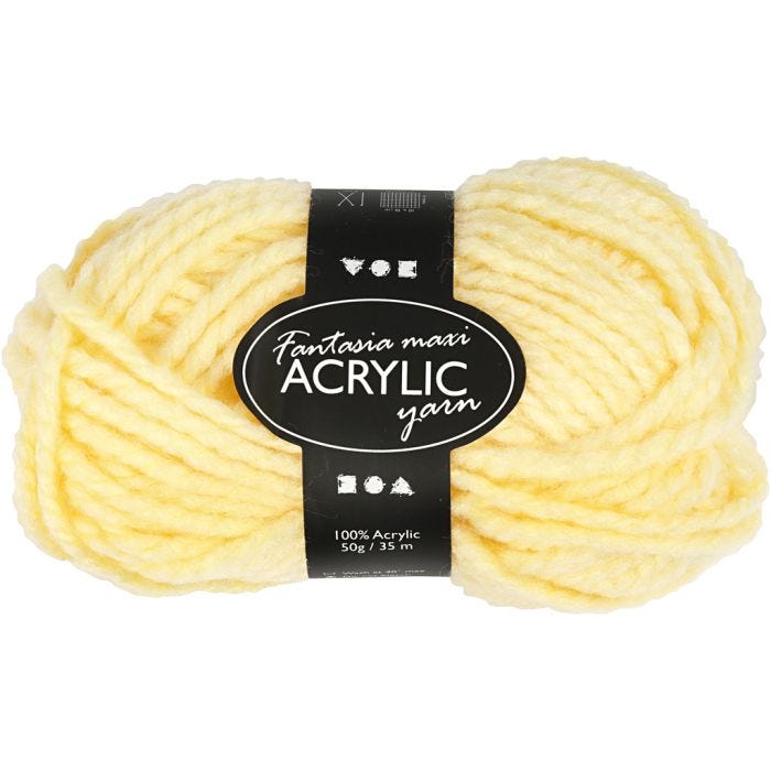 Fantasia Akrylgarn, L: 35 M, Maxi, ljusgul, 50 g/ 1 nystan