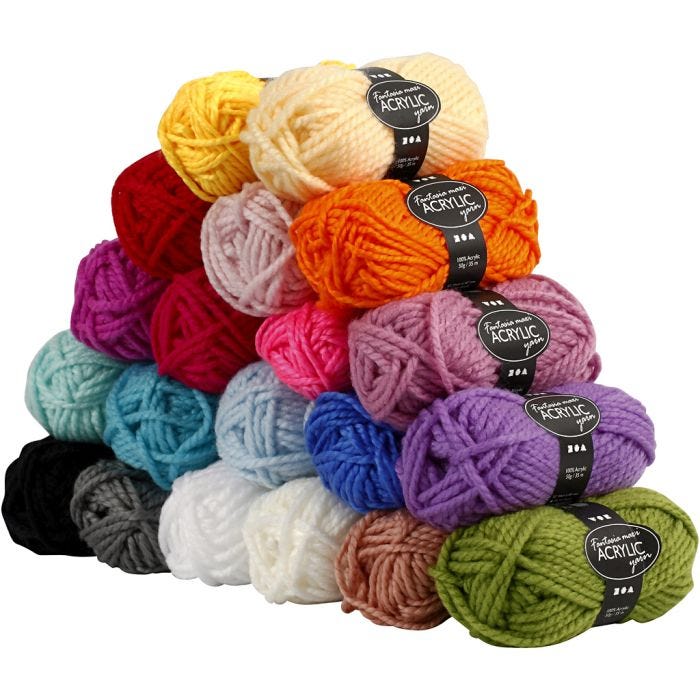 Fantasia Akrylgarn, L: 35 M, Maxi, mixade färger, 20x50 g/ 1 förp.