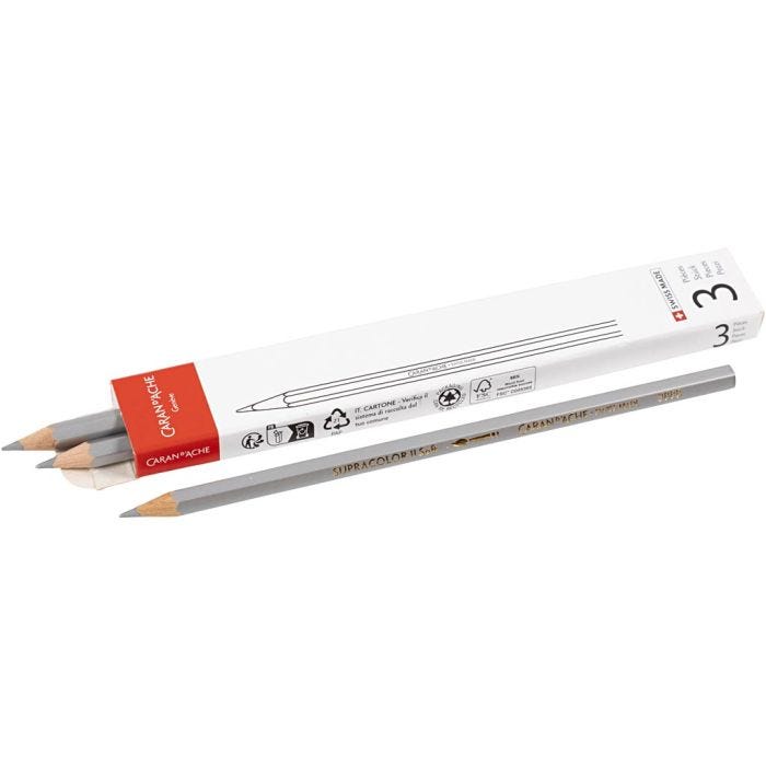 CARAN D’ACHE Färgblyertspennor, silver, 3 st./ 1 förp.