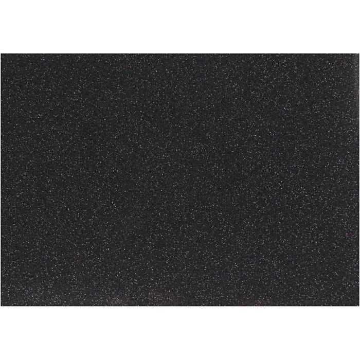 Stryktyg, A5, ark 148x210 mm, glitter, svart, 1 ark