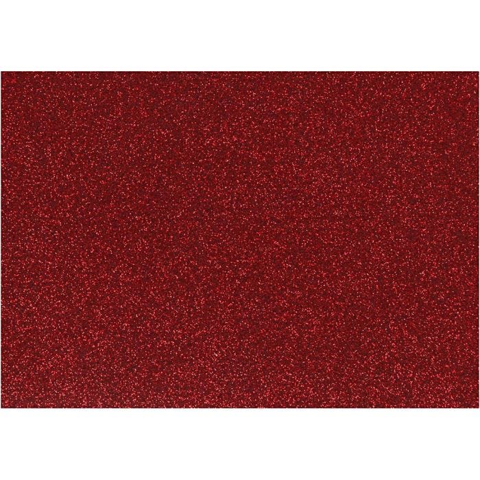 Stryktyg, A5, ark 148x210 mm, glitter, röd, 1 ark