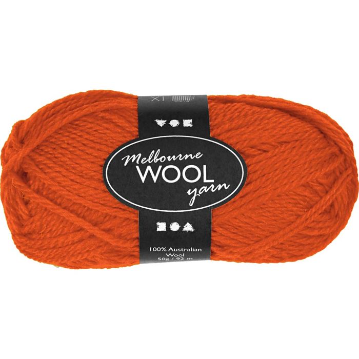 Melbourne ullgarn, L: 92 M, sticka 4-5,5, orange, 50 g/ 1 nystan