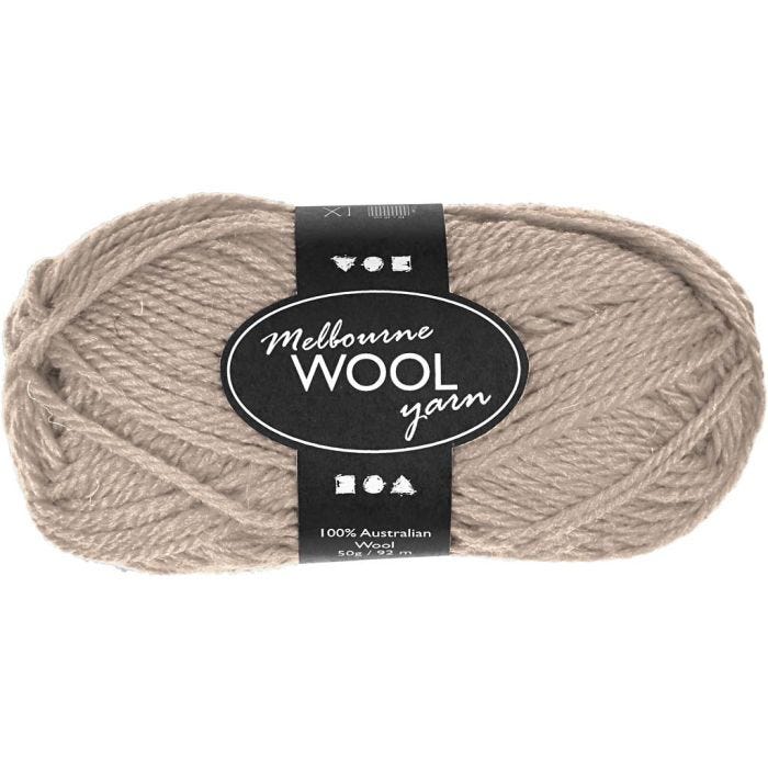 Melbourne ullgarn, L: 92 M, beige, 50 g/ 1 nystan