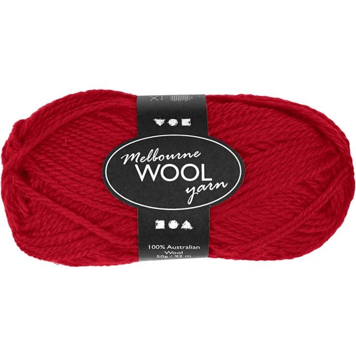 Melbourne ullgarn, L: 92 M, röd, 50 g/ 1 nystan