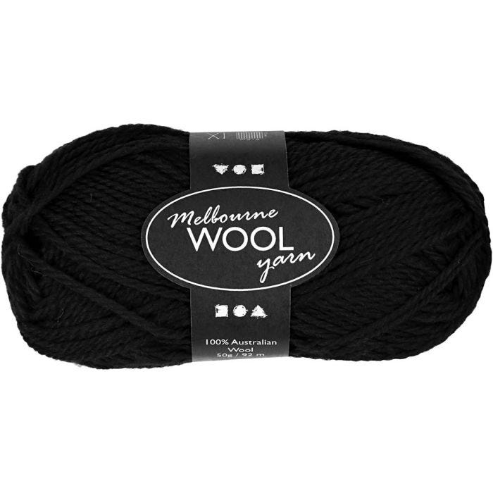 Melbourne ullgarn, L: 92 M, svart, 50 g/ 1 nystan