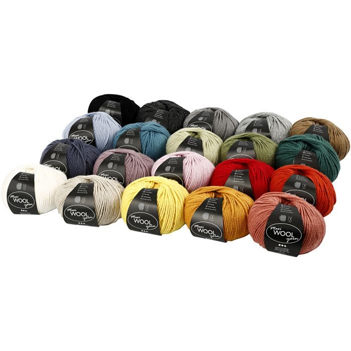 Ullgarn, L: 125 M, mixade färger, 20x100 g/ 1 förp.
