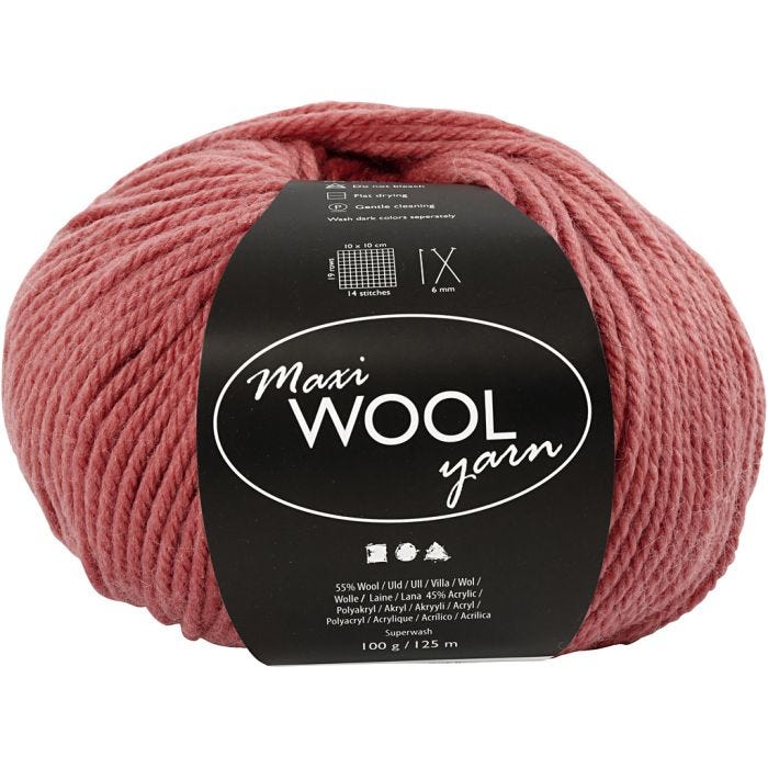 Ullgarn, L: 125 M, mörkrosa, 100 g/ 1 nystan