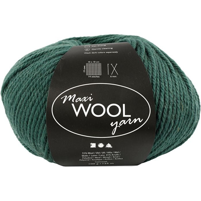 Ullgarn, L: 125 M, grön, 100 g/ 1 nystan