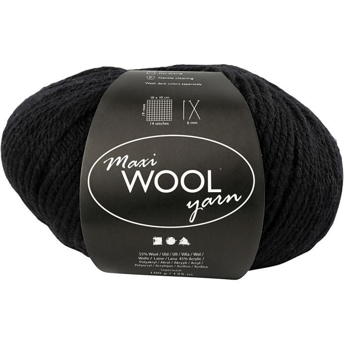 Ullgarn, L: 125 M, svart, 100 g/ 1 nystan