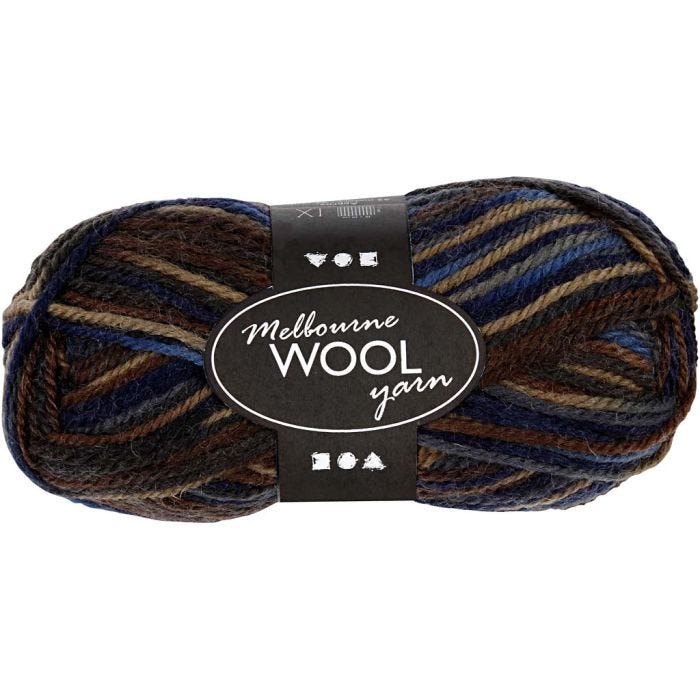 Melbourne ullgarn, L: 92 M, brun harmoni, 50 g/ 1 nystan