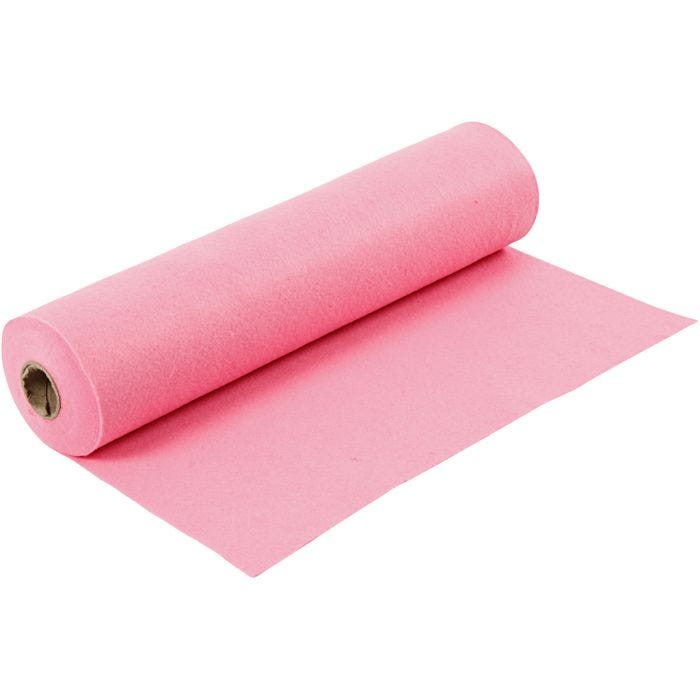 Hobbyfilt, B: 45 cm, tjocklek 1,5 mm, 180-200 g, rosa, 5 m/ 1 rl.