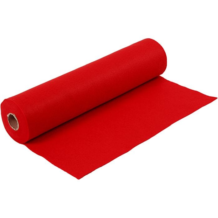 Hobbyfilt, B: 45 cm, tjocklek 1,5 mm, 180-200 g, röd, 5 m/ 1 rl.