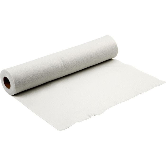 Hobbyfilt, B: 90 cm, tjocklek 1,5 mm, vit, 5 m/ 1 rl.