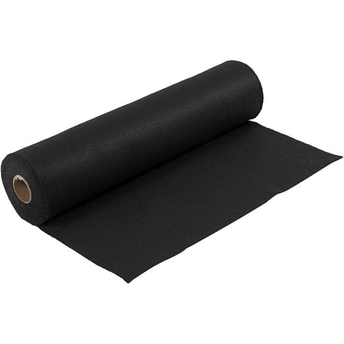 Hobbyfilt, B: 45 cm, tjocklek 1,5 mm, 180-200 g, svart, 5 m/ 1 rl.