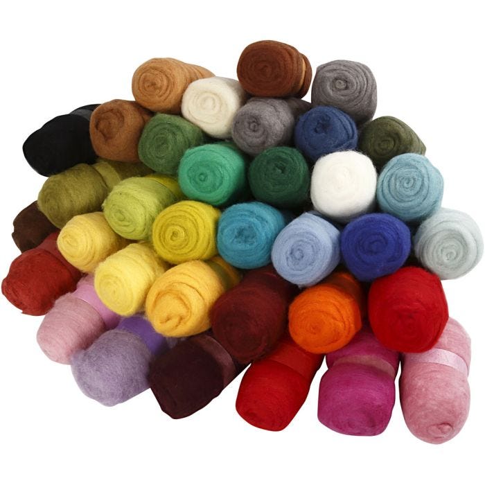 Kardad Ull, mixade färger, 35x100 g/ 1 förp.