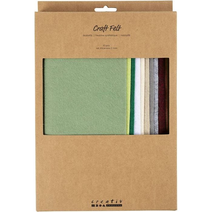 Hobbyfilt, A4, ark 210x297 mm, tjocklek 2 mm, natur, 10 st./ 1 förp.