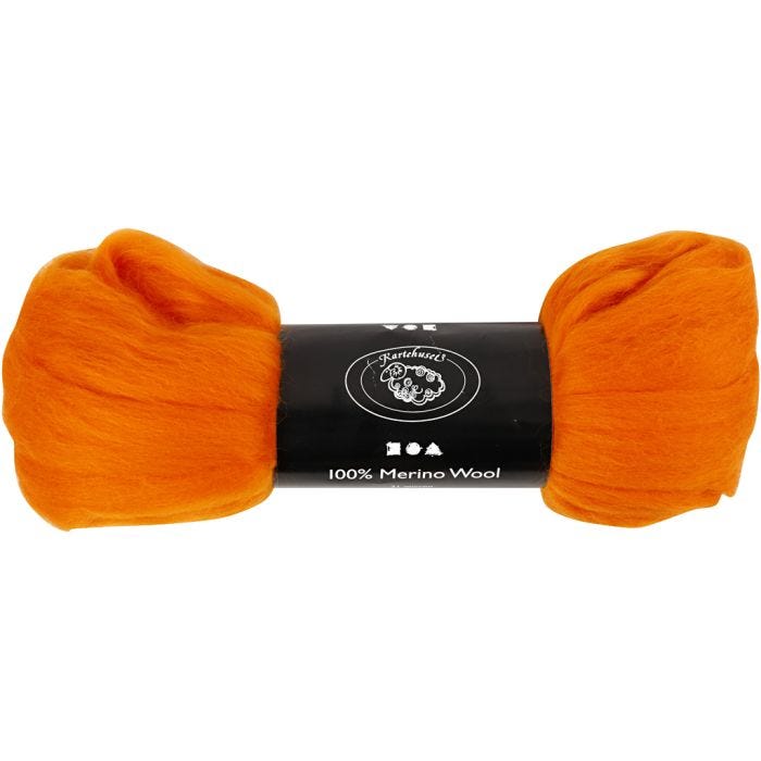 Merinoull, tjocklek 21 my, orange, 100 g/ 1 förp.