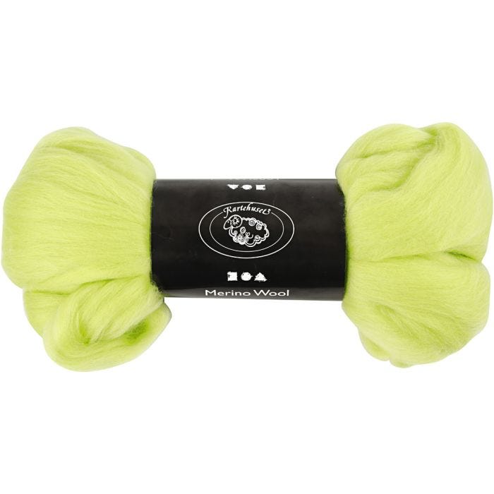 Merinoull, tjocklek 21 my, limegrön, 100 g/ 1 förp.