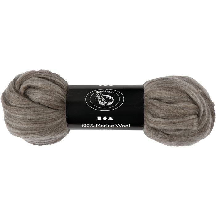 Merinoull, tjocklek 21 my, naturgrå, 100 g/ 1 förp.