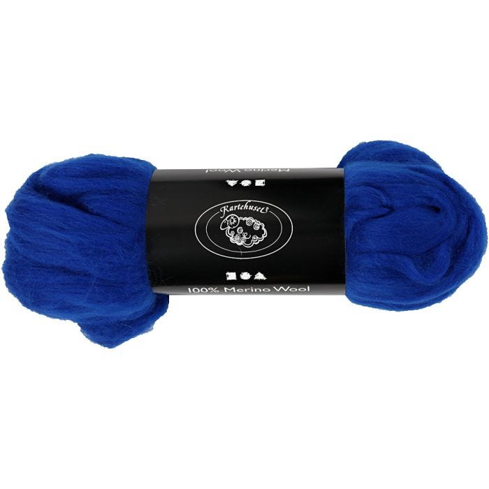 Merinoull, tjocklek 21 my, kungsblå, 100 g/ 1 förp.