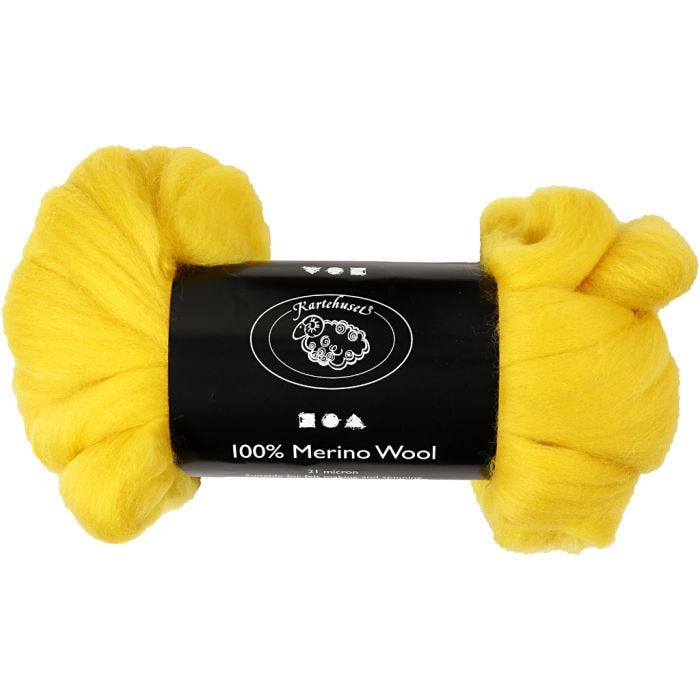 Merinoull, tjocklek 21 my, solgul, 100 g/ 1 förp.