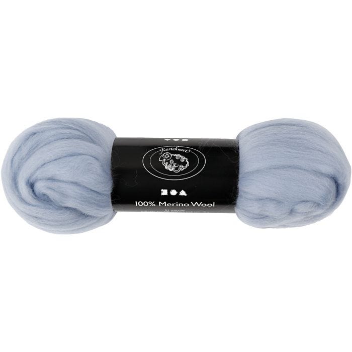 Merinoull, tjocklek 21 my, isblå, 100 g/ 1 förp.