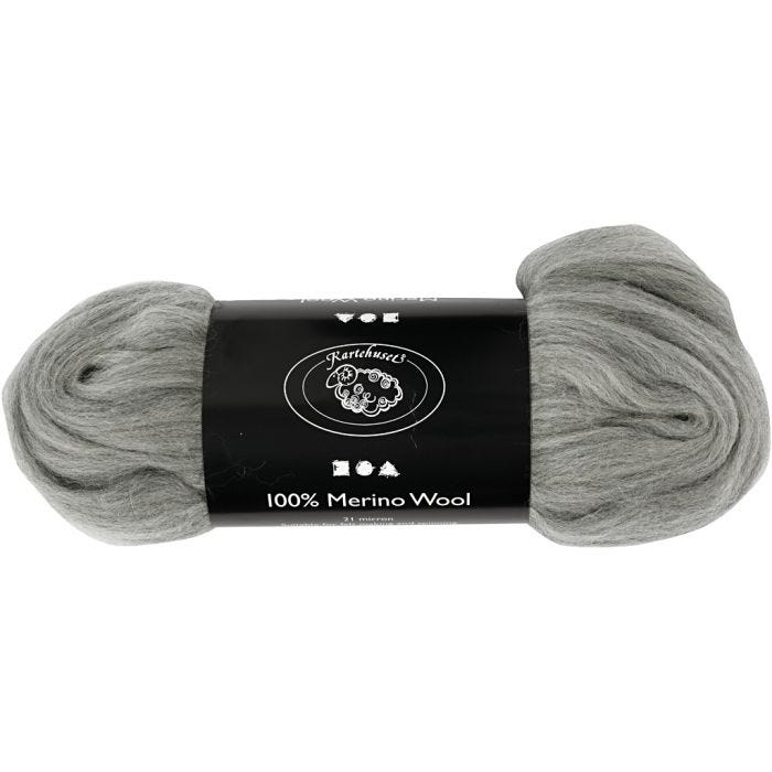 Merinoull, tjocklek 21 my, grå, 100 g/ 1 förp.