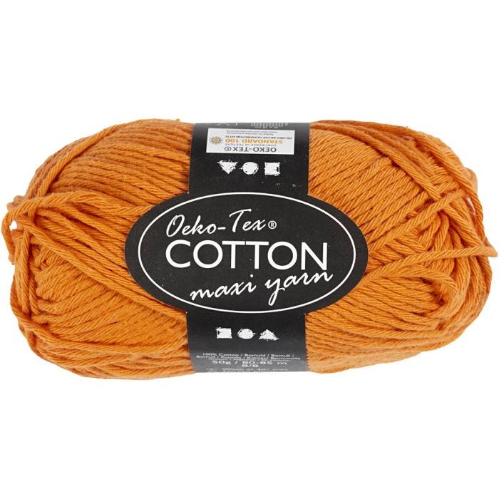 Bomullsgarn, nr. 8/8, L: 80-85 M, orange, 50 g/ 1 nystan