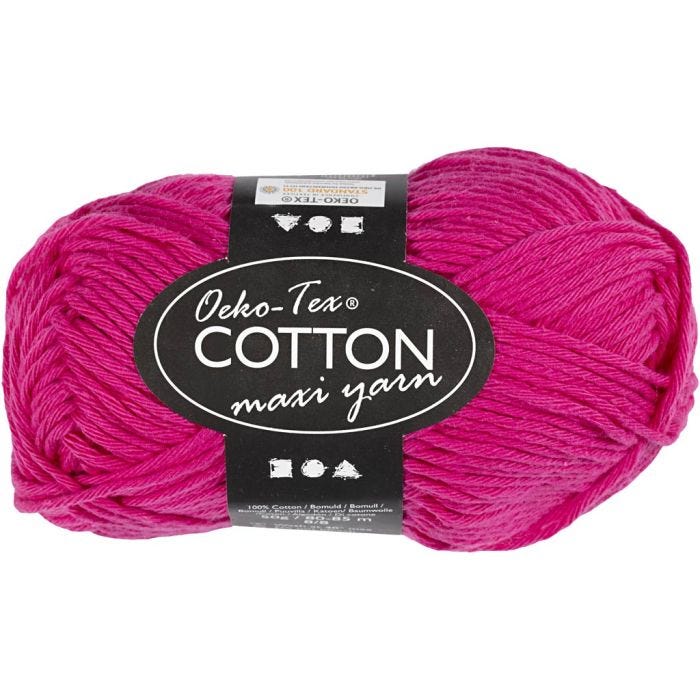 Bomullsgarn, nr. 8/8, L: 80-85 M, rosa, 50 g/ 1 nystan